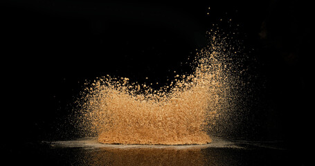 Wall Mural - Ginger, Zingiber officinale, Powder against Black Background