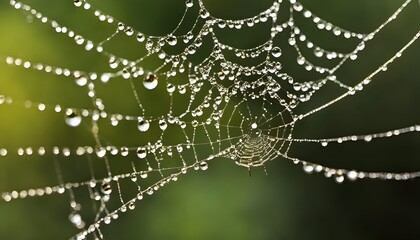 Spider web with dew drops.