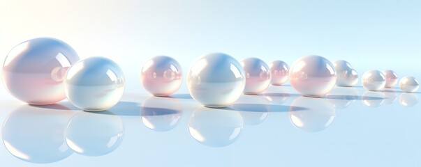 Poster - Floating spheres 3d rendering empty space for product show on pastel background. Generative AI