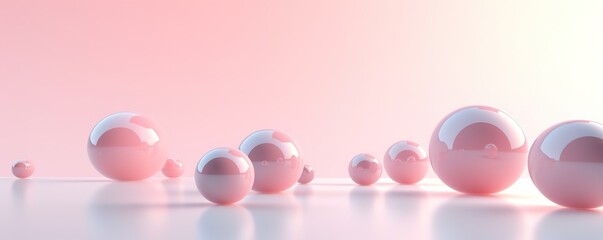 Poster - Floating spheres 3d rendering empty space for product show on pastel background. Generative AI