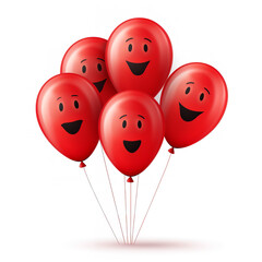 Sticker - red balloons smiling isolated on white background Generative AI