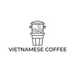 phin of vietnamese iced coffee with landscape simple vector logo