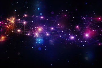 Poster - abstract polygonal space low poly dark background with connecting dots and lines, abstract digital c