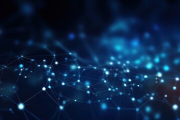 Poster - Abstract blue technology background with connection lines and dots. 3d rendering, Abstract digital network connection blue background, AI Generated