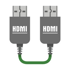 Wall Mural - HDMI cable connector for connecting audio and video devices. Modern high tech electronic device cartoon illustration. Technology concept. Colored flat vector isolated on white background