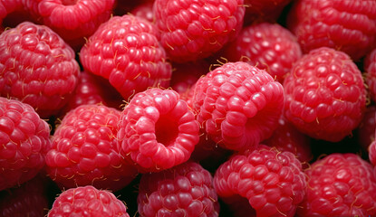 Wall Mural - Texture background from a large number of raspberries.