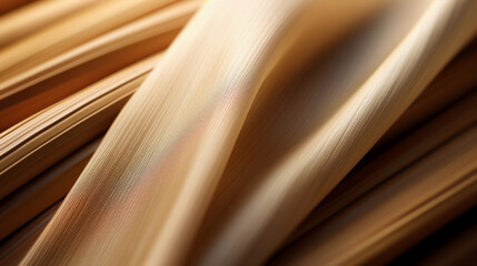 a bamboo fabric swatch, showcasing texture and color, backlit, serene mood