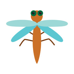 Sticker - Predatory dragonfly. Cute wild animal cartoon illustration. Insects and wildlife concept. Colored flat vector isolated on white background