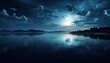 Leinwandbild Motiv Night sky with full moon over water.