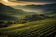 A serene vineyard with rows of grapevines and rolling hills, Stunning Scenic World Landscape Wallpaper Background, Generative AI
