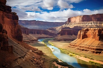 Wall Mural - a picturesque red canyon with layered rock formations and a meandering river grand canyon, subway, g