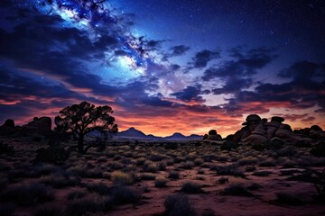 Wall Mural - a starry night sky over a remote arizona or utah desert with the milky way visible overhead, stunnin