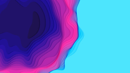 Wall Mural - violet to blue paper layers. 3d abstract gradient papercut. colorful origami shape concept