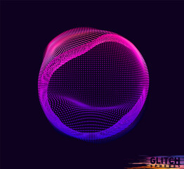 Poster - Corrupted violet point sphere. Abstract vector colorful mesh on dark background. Futuristic style card.