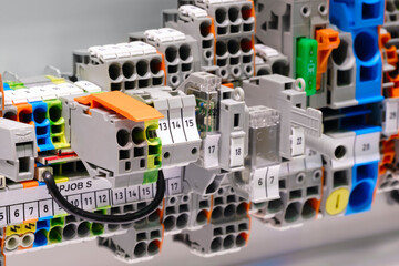Poster - Box for Color wires of distribution of an electricity, PLC Control panel with wiring, lectric control panel enclosure for power and distribution electricity.
