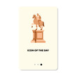 Marcus Aurelius on horse statue in Rome flat icon. Vertical sign or vector illustration of touristic attraction or monument element. Tourism, culture, traveling, Italy for web design and apps