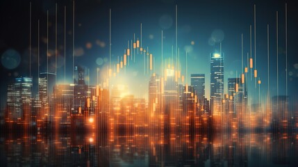 Poster - Financial investment or business economic trend candlestick graph, a world business graph, stock market chart, or forex trading graph is displayed.undefined background, generative ai