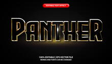 Panther Editable Text Effect Template, Black Glossy Luxury Text Style, Premium Vector