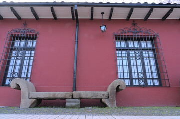 Wall Mural - Traditional adobe house in the center of a south american small town (Talca, Chile)