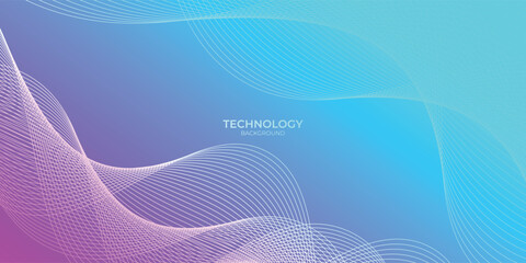 Fototapete - modern abstract wave technology background with blue light digital effect corporate concept