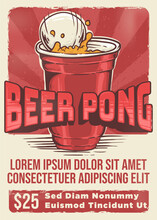 Vintage Style Beer Pong Tournament Poster Template Illustration
