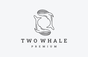 Two whale vector logo icon design template