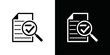 © zulfan - document review icon vector inspiration logo design, magnifying glass like check rate. control plan, service critique process verification and annual inspection concept. on a white and black backgroun