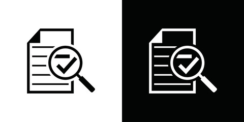 document review icon vector inspiration logo design, magnifying glass like check rate. control plan, service critique process verification and annual inspection concept. on a white and black backgroun