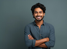Indian Man With Crossed Arms Wearing A Formal Shirt