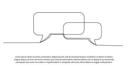 Speech bubble one continuous line design. Decorative elements drawn on a white background.