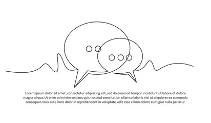 Speech bubble one continuous line design. Decorative elements drawn on a white background.
