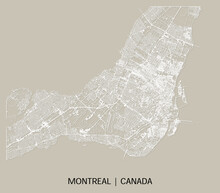 Montreal (Quebec, Canada) Street Map Outline For Poster, Paper Cutting.
