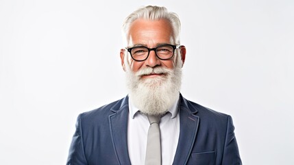 Canvas Print - Portrait of mature entrepreneur wearing eyeglasses Isolated on white background. generative ai