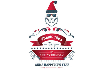 Digital png illustration of merry christmas wishes and santa claus on transparent background