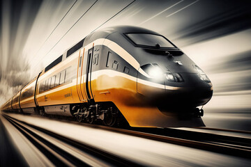 ai generated illustration of modern electric locomotive with motion blur