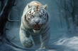 Fierce white Tiger white tiger on snow