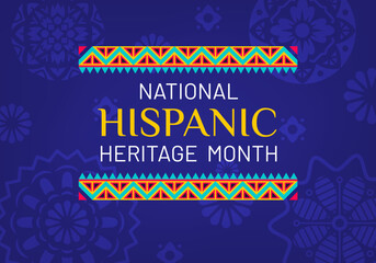 National Hispanic heritage month poster with ethnic pattern ornament of papel picado, vector background. Hispanic Americans culture, traditions and art heritage festival poster with tropical flowers