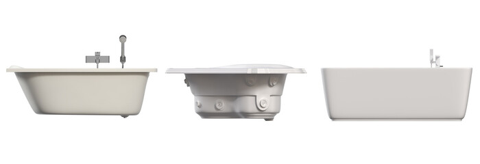 bathtub isolated on a white background, 3D illustration, and a CG render