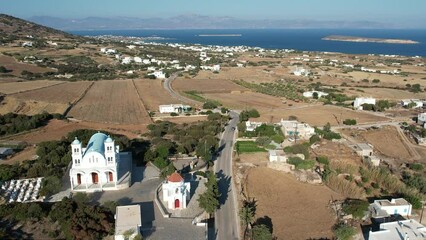 Wall Mural - Aerial views from over the Greek Orthodox Church on the Island of Paros.