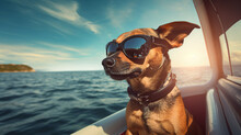 Cool Dog Enjoying A Boat Ride On The Water