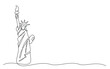 Statue of liberty One line drawing isolated on white background