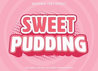 Wall Mural - sweet pudding text effect template design with 3d style use for business brand and logo