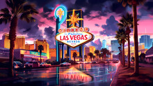 Illustration Of A Beautiful View Of Las Vegas, USA