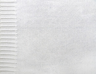 Sticker - Wool sweater texture of white color with  border. Natural knitted wool material. Horizontal or vertical background with knitted fabric texture