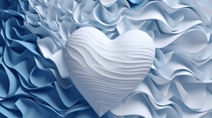 beautiful white heart on wavy light blue background wavy heart digital illustration