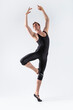 © danmorgan12 - Sportive Caucasian Male Ballet Dancer Flexible Athletic Man Posing in Black Tights in Ballanced Dance Pose
