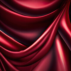 Red silk abstract background luxury cloth or liquid wave or wavy folds of grunge silk texture satin velvet material or luxurious Christmas background or elegant wallpaper design, Generative AI 