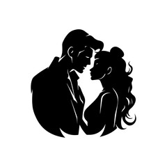 Wall Mural - silhouette of couple kissing