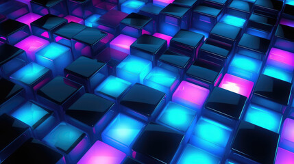 Poster - Abstract Wallpaper Background in Colorful Squares extreme closeup. Generative AI