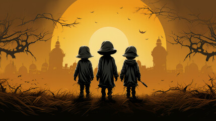 Sticker - scary halloween background